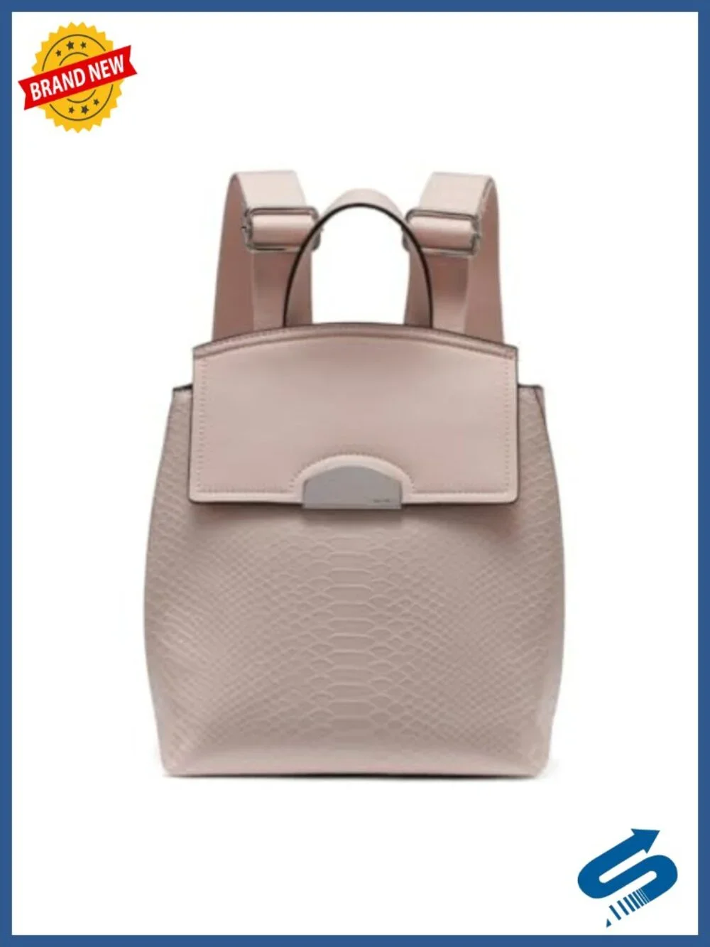 Faux Snake Flap Backpack Adjustable Straps